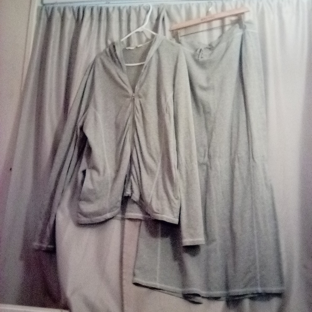 Caslon Light Gray A-Line Skirt & Jacket Set